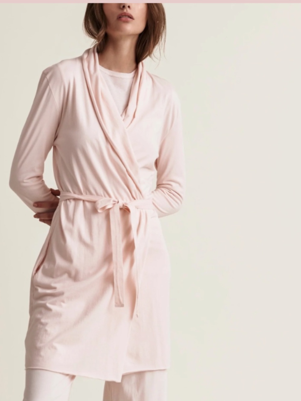 NWT SKIN WORLDWIDE pima cotton pearl pink slip and robe duo - size 2